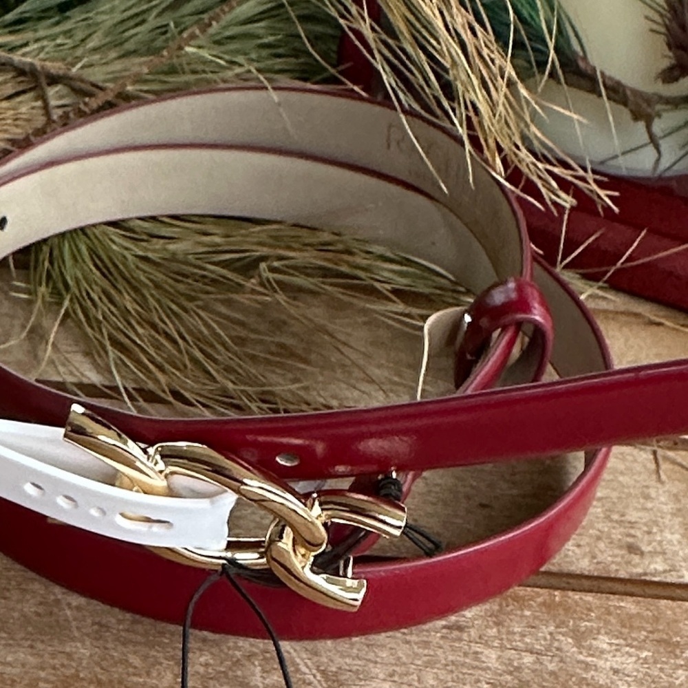Rachel Zoe Red and gold leather belt